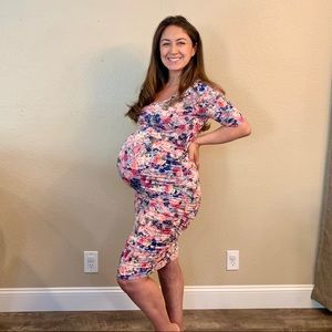 Motherhood maternity floral knee length dress